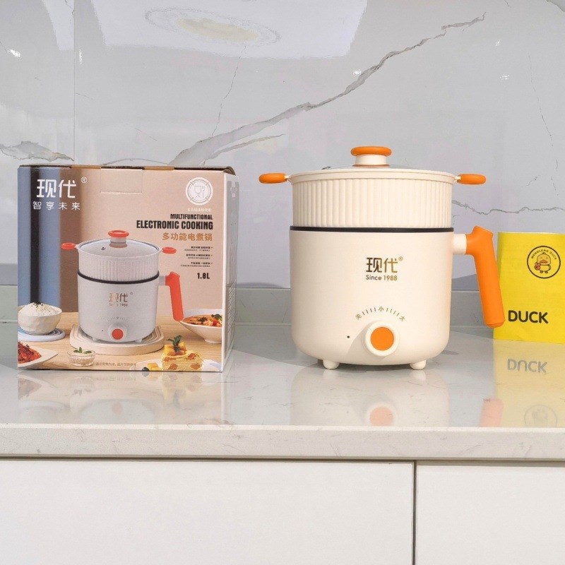 现代电煮锅迷你学生宿舍煮面小电锅多功能家用带蒸笼一体式电热锅