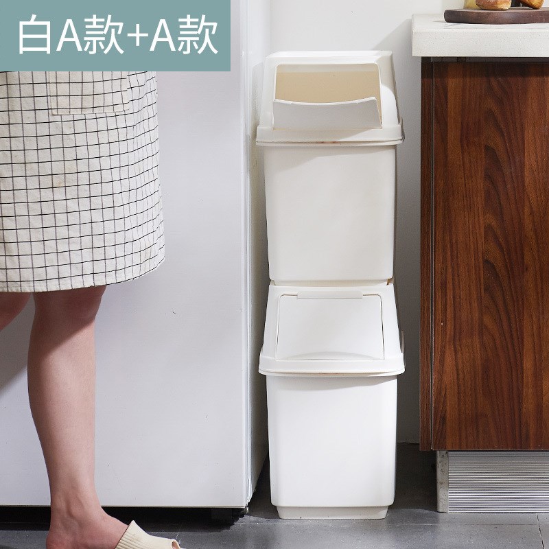 升级版创意耐用双层分类垃圾桶按压式带盖密封带锁扣厨房垃圾桶