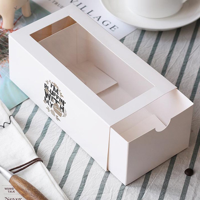 烘焙网红毛巾卷蛋糕包装盒 蛋糕卷瑞士卷西点盒 长款打包抽屉纸盒