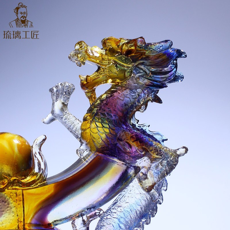 琉璃工艺品双龙戏珠摆件饭店开业礼品实用大气客厅创意大气中国风