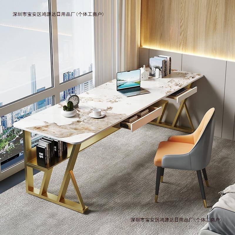 简约40cm白色奶油宽电脑桌风书桌法式家用长条办公桌岩板书房包邮
