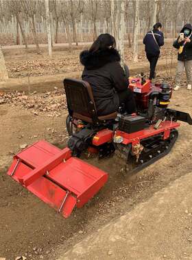 手扶链轨式小型微耕机多农具犁地机履带式小型翻地打田机旋耕机