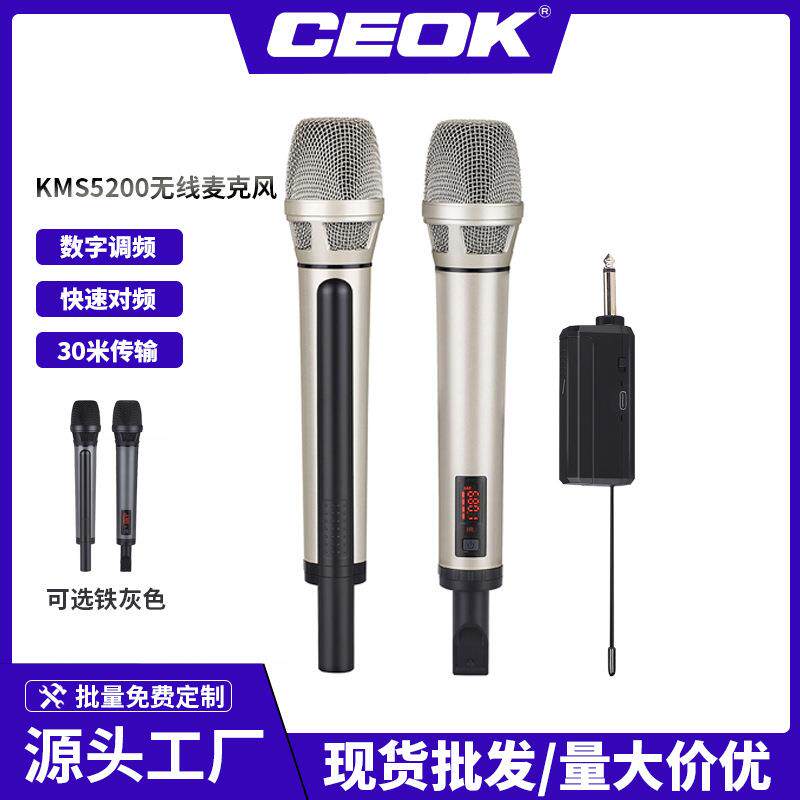 5200U段无线麦克风一拖一动圈式话筒内置声卡LED显示屏多场景K歌