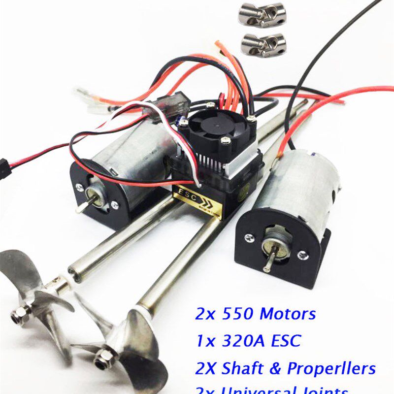 7.2-16V 打窝船550电机双动力套装320A有刷风冷双向电调遥控船