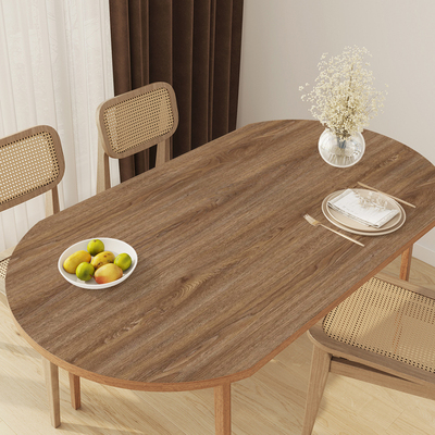 椭圆形原木纹餐桌垫新中式硅胶可折叠伸缩圆桌布防水圆弧形饭桌垫