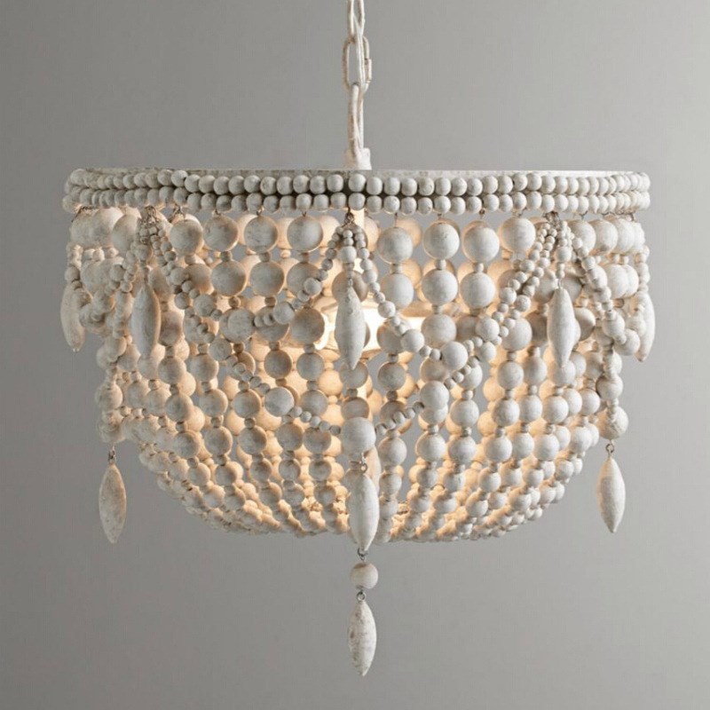 美式乡村法式田园波西米亚风格木珠灯客厅餐厅卧室走廊衣帽间灯具