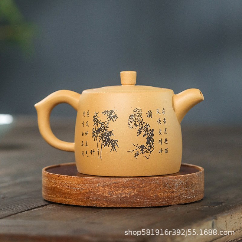 紫砂壶原矿手工紫砂壶原矿段泥梅兰竹菊大井栏大容量500毫升 新品