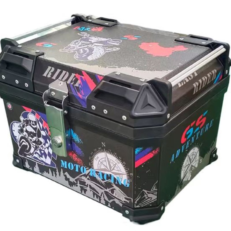 适用摩托车后备箱电动车行李箱大容量储物箱大号通用非铝合金尾箱