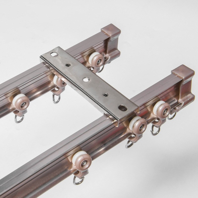 铝合金窗帘轨道滑轨导轨滑轮罗马窗帘杆滑道单双轨侧顶装挂钩直轨