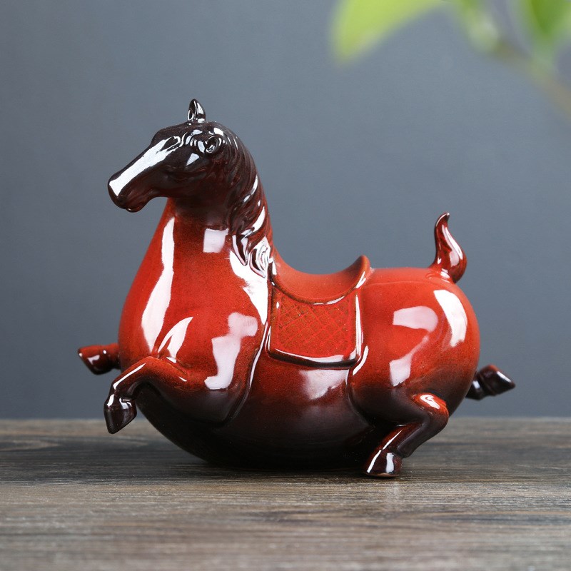 新中式小马工艺品陶瓷唐马摆件家居饰品博古架书房玄关酒店软装饰