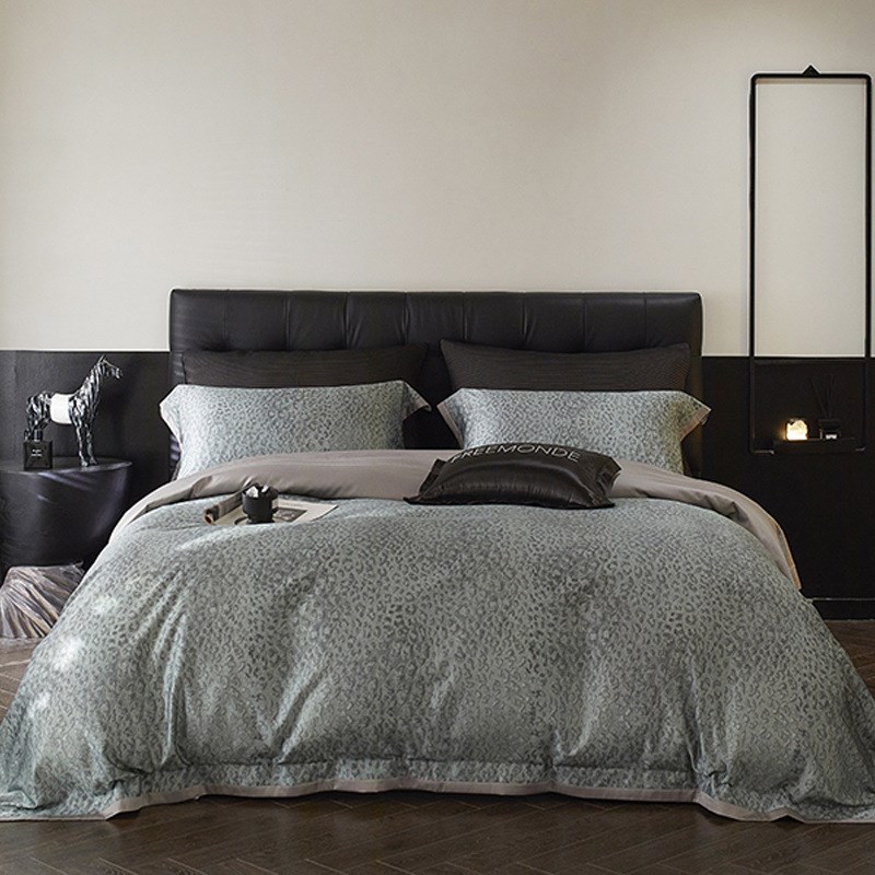 1轻奢高级感100S天丝棉四件套数码印花被套床单奢华别墅样板间床