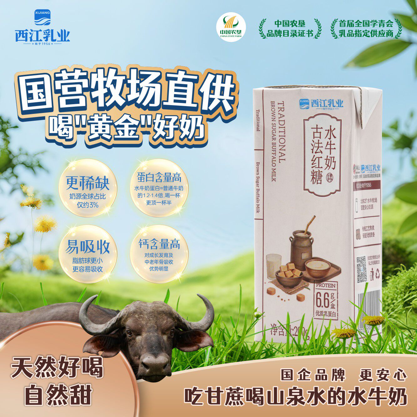西江乳业水牛纯牛奶古法红糖水牛奶儿童牛奶200g/盒,咖啡/麦片/冲饮,调制乳（风味奶）,淘宝优惠券,粉丝福利购,淘宝优惠卷