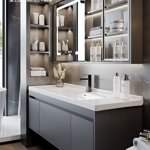 115厘米洗漱台盆切角 95厘米105 定制浴室柜陶瓷一体盆65 75CM85