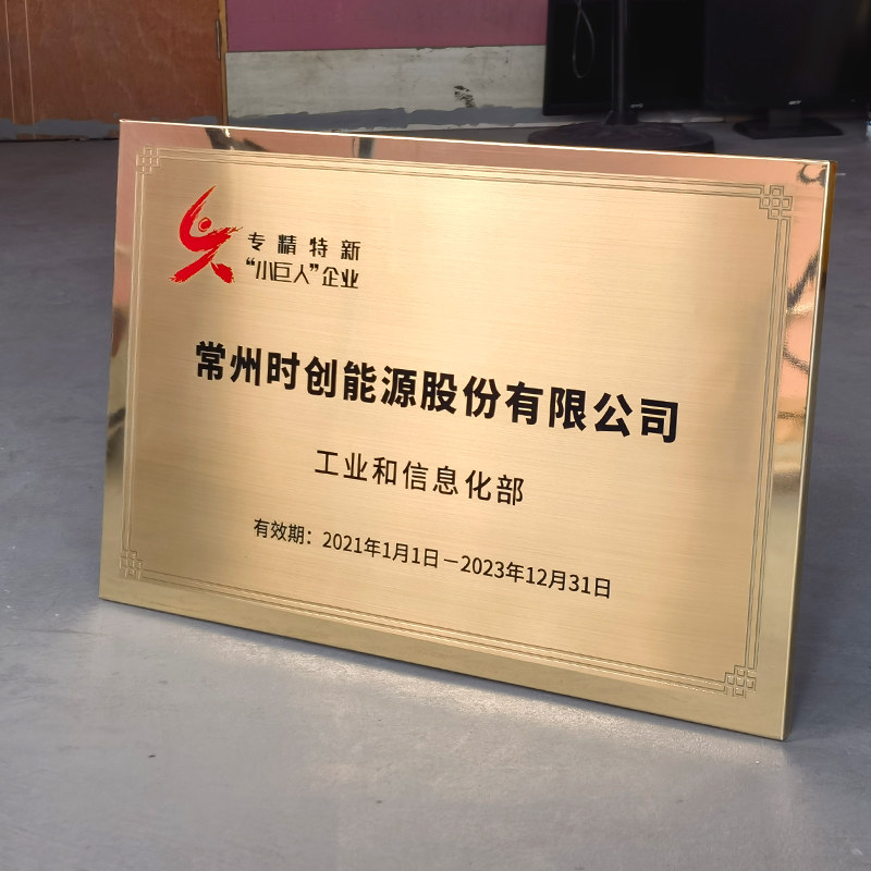 专精特新小巨人铜牌定做定制腐蚀牌纯铜亮边制作公司门牌挂牌企业
