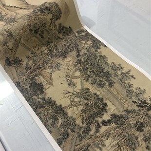 原大微喷复制画清王翚松乔堂图 绢布画山水横幅中式仿古装饰画