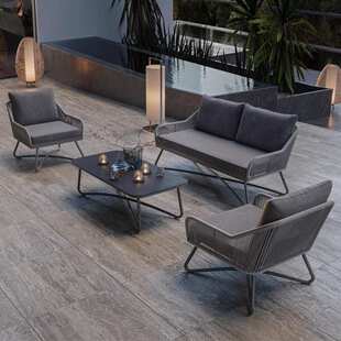 户外休闲藤编沙发北欧别墅庭院设计酒店民宿室外绳编藤椅茶几组合