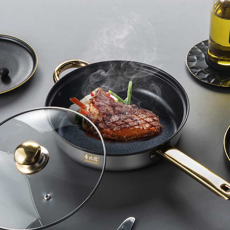 跨境电商不锈钢12件套锅具套装金色手柄水壶厨房烹饪锅具cookware