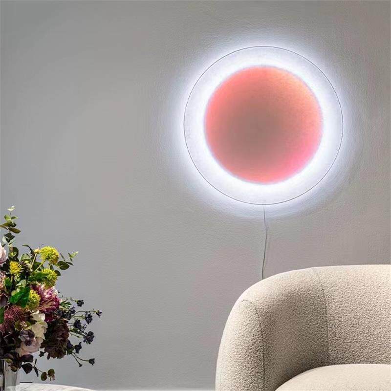 现代简约客厅圆方形创意壁灯设计师卧室走廊过道装饰画艺术满月壁