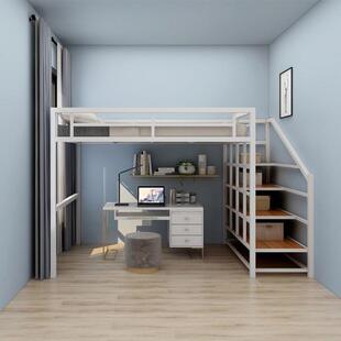 铁艺高架床单上层成人儿童双层阁楼式省空间上下铺铁架床上床下空