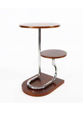 造心家具|中古双层橡木圆形金属沙发边几 韩式Center table小众桌