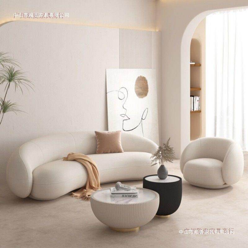 奶油风弧形沙发简约轻奢办公室院服装店接待高级会客室咖啡厅,电子元器件市场,其它元器件,淘宝优惠券,粉丝福利购,淘宝优惠卷