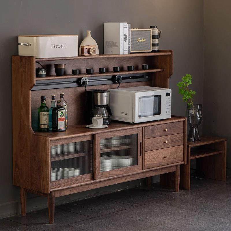 黑胡桃实木餐边柜北欧复古客餐厅靠墙收纳柜储物柜原木咖啡茶水柜,电子元器件市场,其它元器件,淘宝优惠券,粉丝福利购,淘宝优惠卷