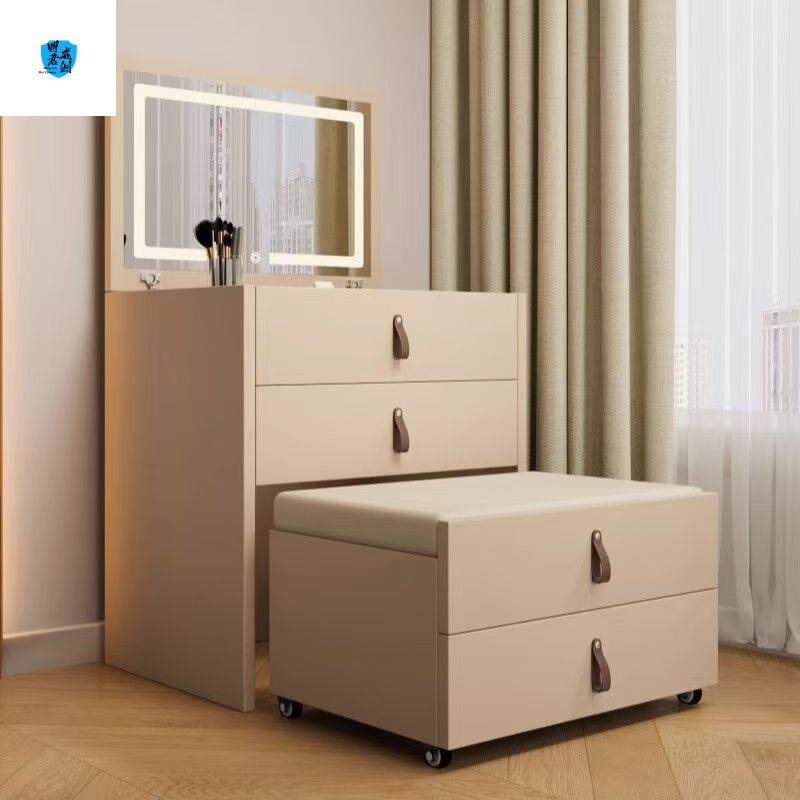 2025新款实木翻盖梳妆台一体化妆镜床头斗柜化妆桌迷你小型收纳柜