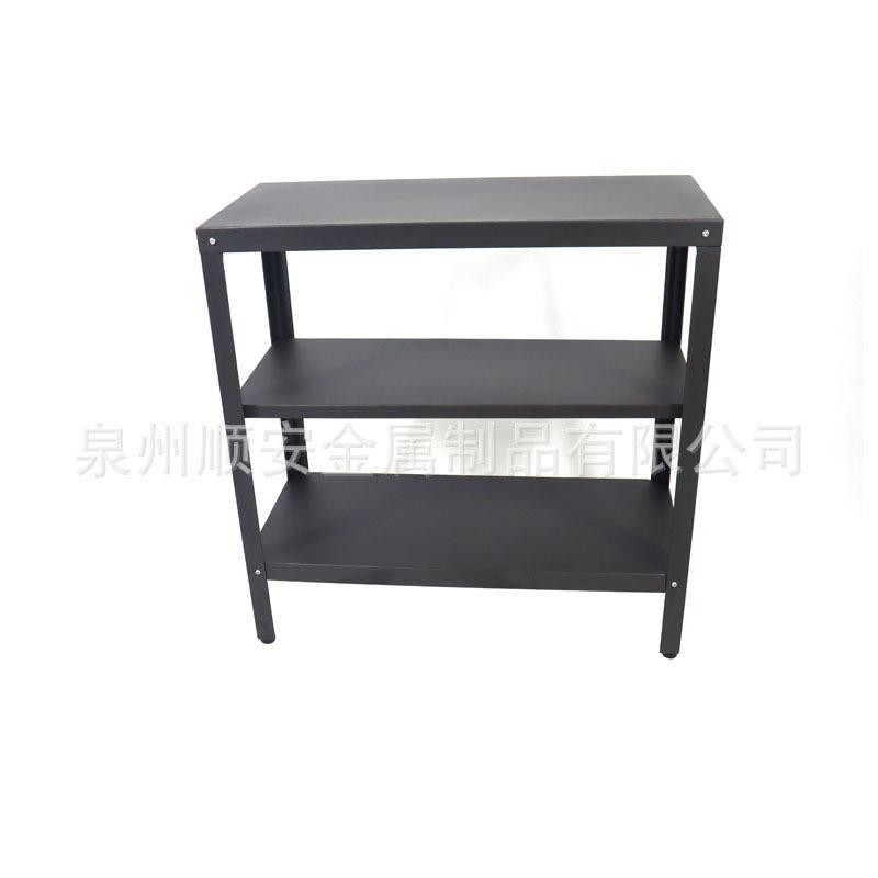 黑色三层货架家用置物架落地厨房小货架铁架多层小型简易储物架子