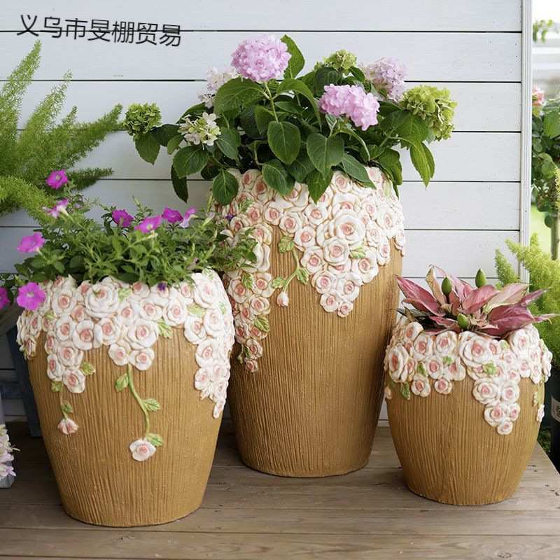 创意庭院装饰摆件户外别墅花园院子阳台露台布置摆设复古大号花盆