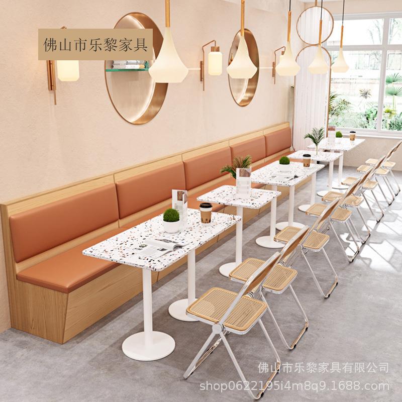 餐饮奶茶店桌椅咖啡厅西餐厅卡座沙发小吃店酒吧桌子椅子组合圆桌