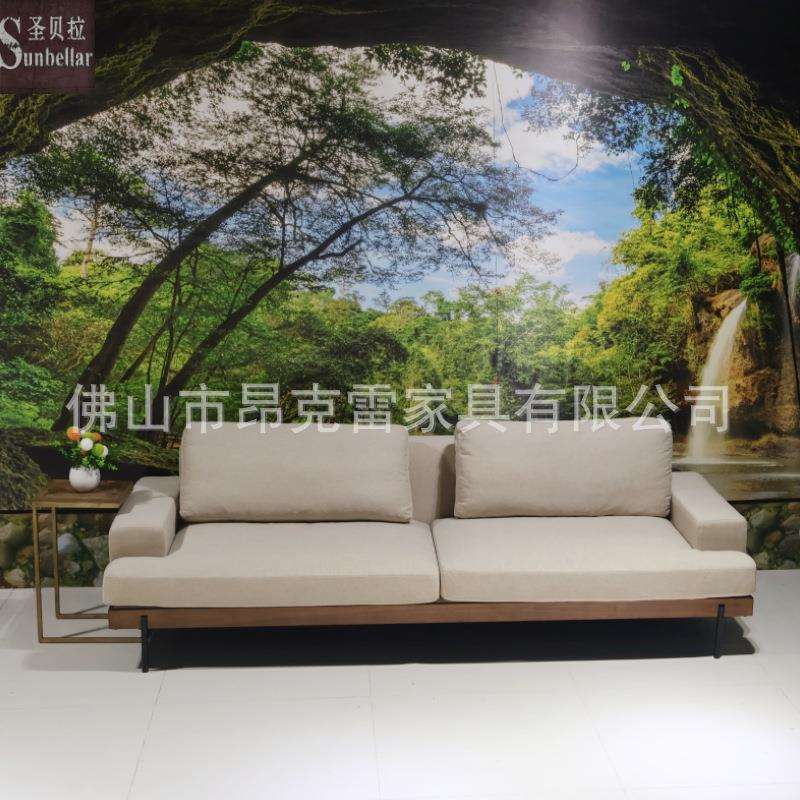欧美网红轻奢风中古沙发双人布艺沙发客厅2024新款实木底盘金属腿