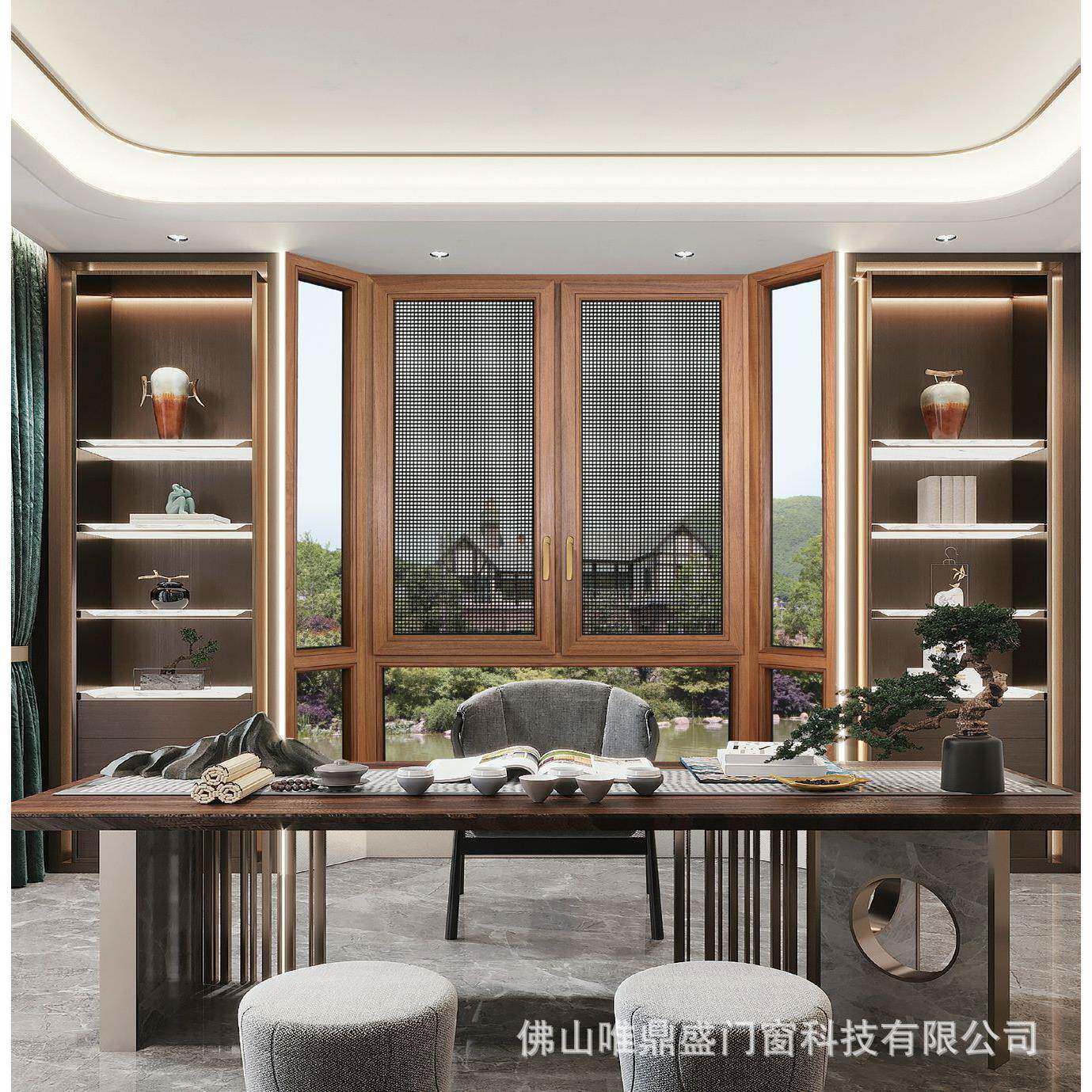 广东供应云南自建房118木包铝平开窗别墅门铝包木门窗隔音