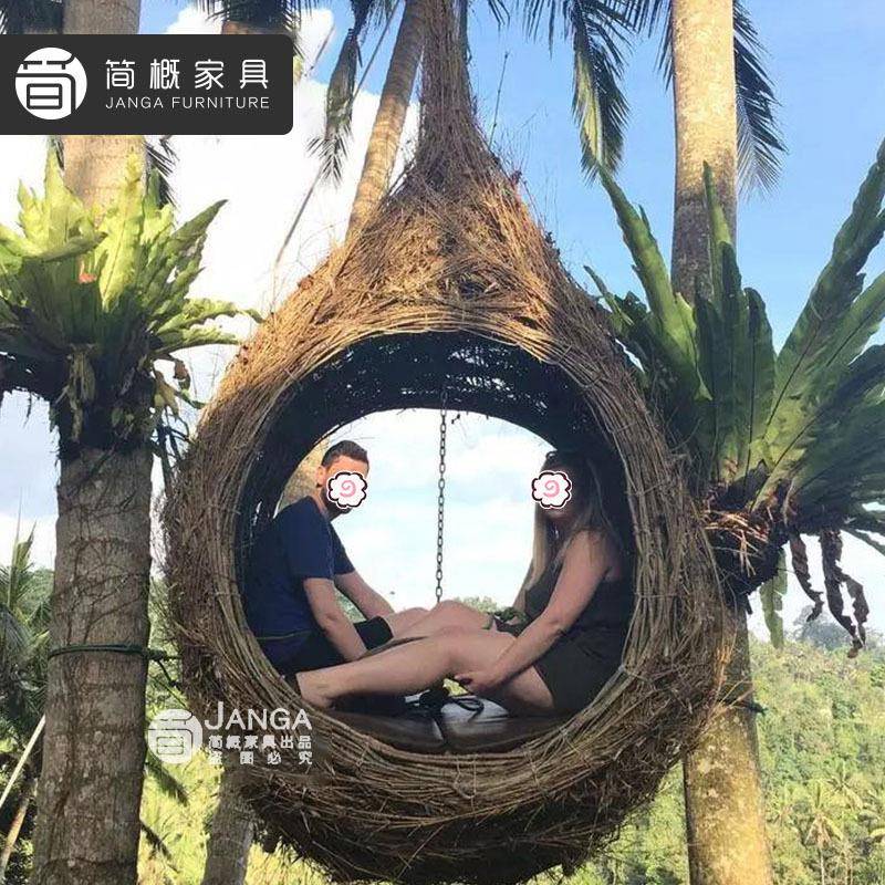 网红鸟巢款客厅阳台卧室编藤秋千吊篮椅时尚摇椅吊床椅工厂