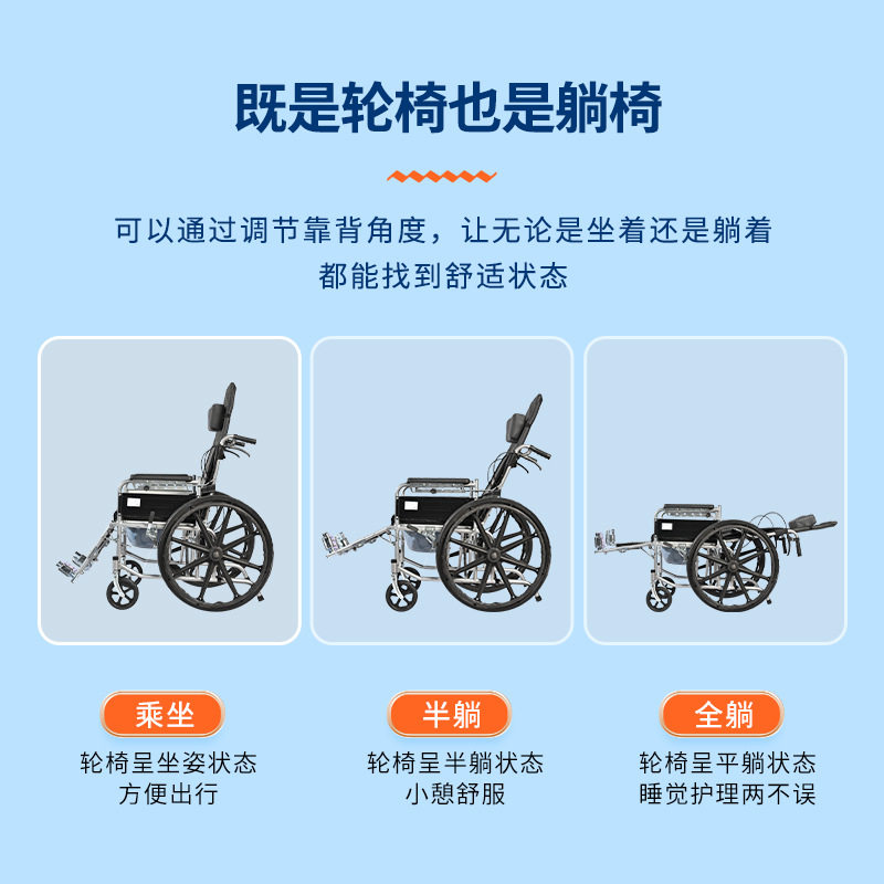 手动轮椅轻便折叠老人轮椅老年人轮椅车免充气寸中轮实心胎