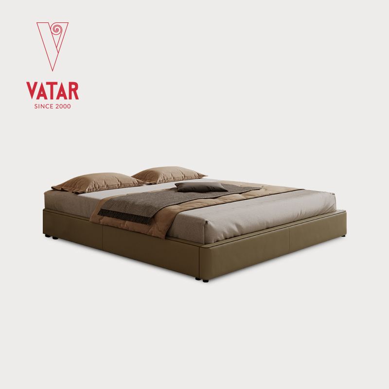 VATAR梵达奶油风无床头床真皮轻奢双人床现代简约主卧双人大床
