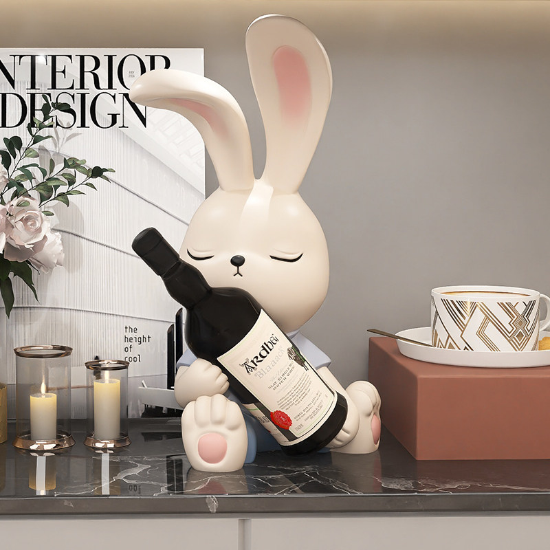 兔子红酒架摆件酒柜家居饰品轻奢高档装饰客厅餐边柜玄关乔迁礼物