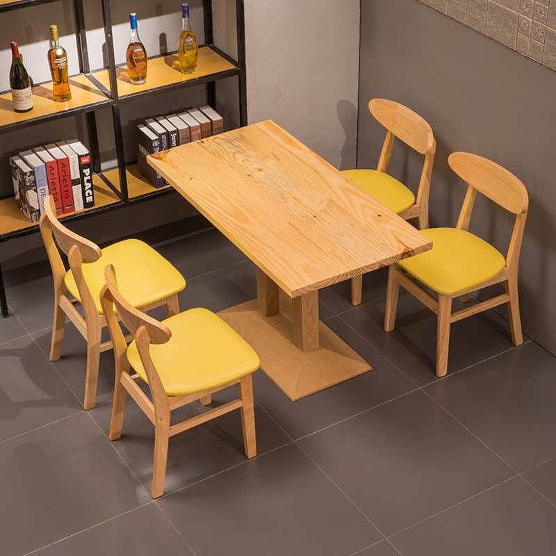 小吃店桌椅组合甜品奶茶汉堡饮品店实木简约清新网红餐厅餐桌椅子