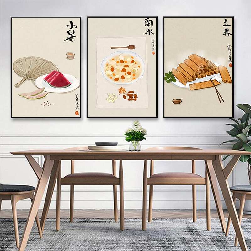 新中式民俗古风二十四24节气装饰画画芯餐厅客厅就店餐馆挂画壁画
