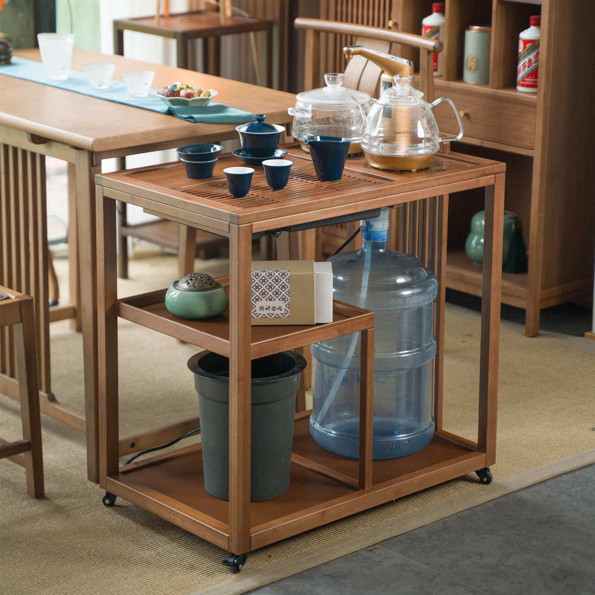 移动茶桌家用小茶台迎祥泡茶车客厅全自动烧水壶一体套装阳台茶几