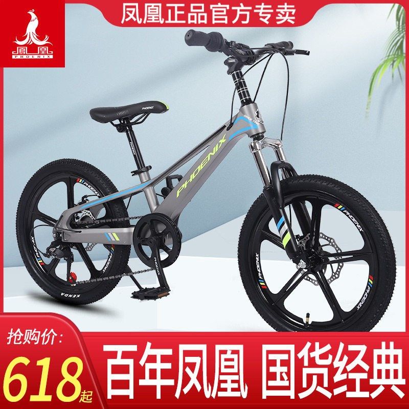 凤凰儿童山地自行车男女小孩20寸大中小童车小学生双碟刹脚踏单车