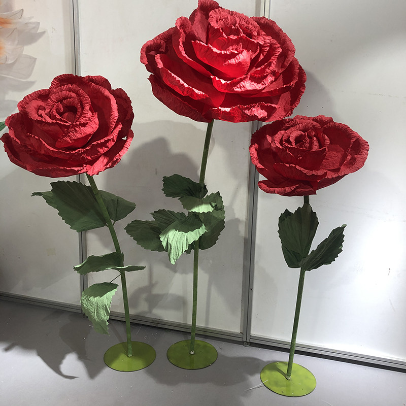 婚礼道具大巨型纸艺橱窗美陈装饰38女神节布置手工仿真大玫瑰花