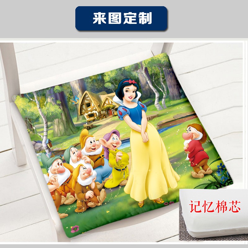 白雪公主小矮人卡通可爱椅垫儿童小孩加厚软坐垫凳垫女儿礼物定制