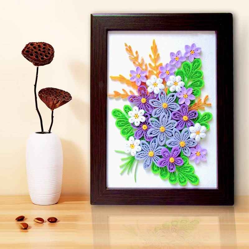 教师节衍纸材料包套装美丽花儿A4diy学生手工贺卡折纸卷纸成品画