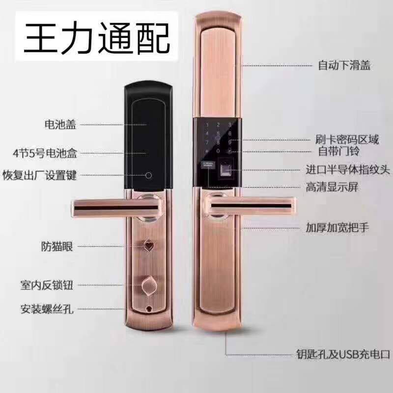 王力防盗门智能锁指纹密码锁星月群升盼盼通用型免改孔电子门锁