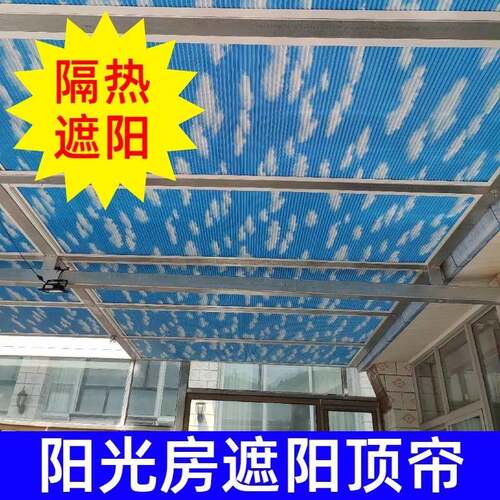 阳光房遮阳顶帘天棚帘玻璃顶遮阳帘隔热窗帘天窗遮阳帘电动帘