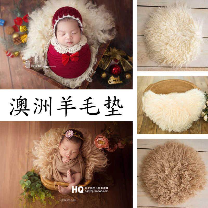新生儿摄影道具羊毛毯影楼婴儿拍摄毯子宝宝月子照相装饰毯长毛毯