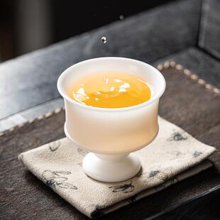 白皙玉泥素烧手拉坯主人杯德化羊脂玉白瓷品茗杯个人专用茶杯茶盏
