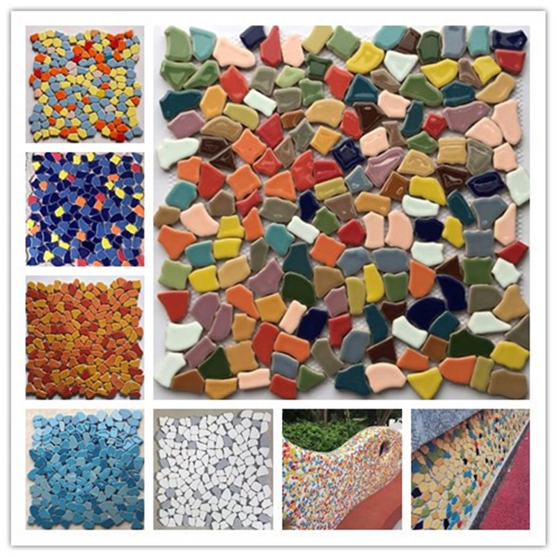 户外不规则彩色陶瓷碎片马赛克庭院走廊 园林景观背景墙阳台