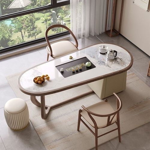 岩板茶台组合简约现代轻奢中式实木茶桌桌椅办公室家用泡茶功夫桌