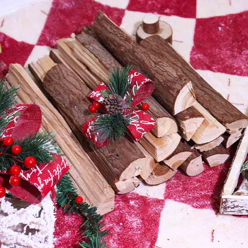 圣诞原杉木柴火装饰摆件壁炉橱窗柴露营地面造景摄影道具木头木材